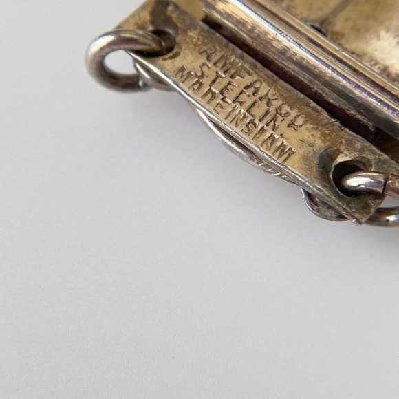 Amfarco Siam Vintage Sterling Silver Red Enamel Dancer Panel Link Bracelet 7.5" - Picture 4 of 5